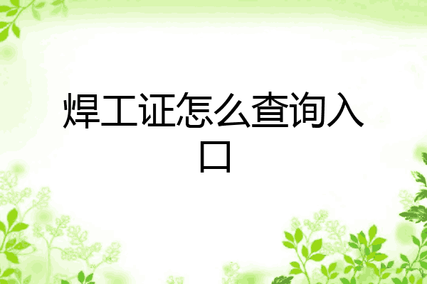 焊工证怎么查询入口