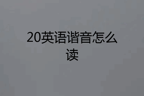 20英语谐音怎么读