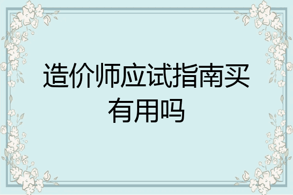 造价师应试指南买有用吗