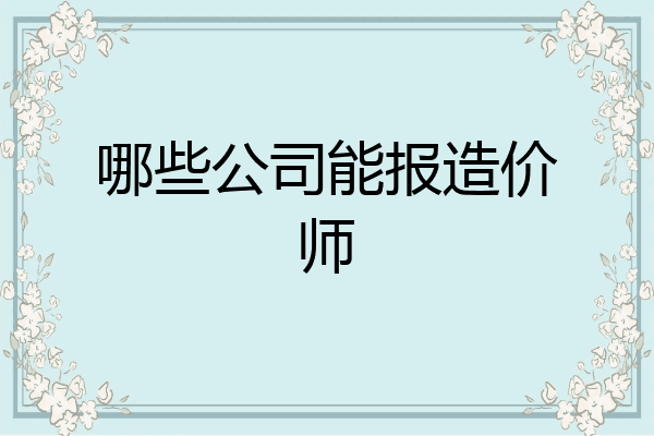 哪些公司能报造价师