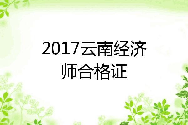 2017云南经济师合格证