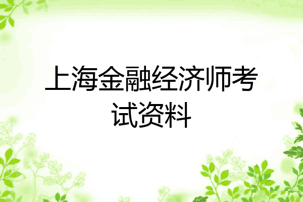 上海金融经济师考试资料