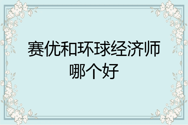 赛优和环球经济师哪个好