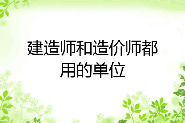 建造师和造价师都用的单位