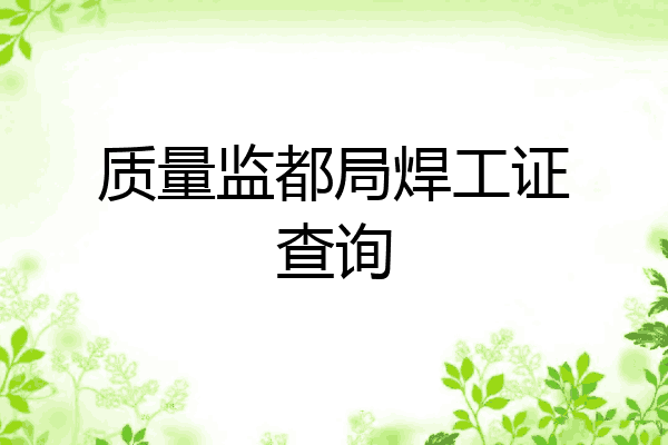 质量监都局焊工证查询