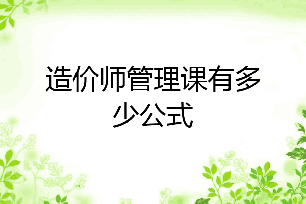 造价师管理课有多少公式