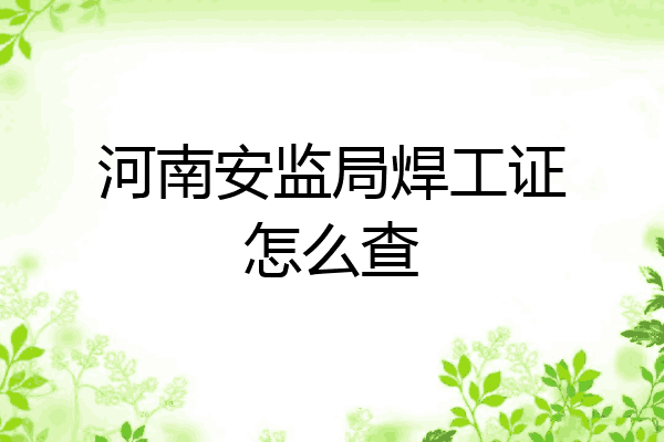 河南安监局焊工证怎么查