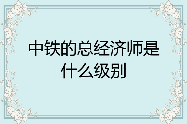 中铁的总经济师是什么级别