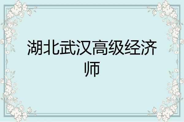 湖北武汉高级经济师