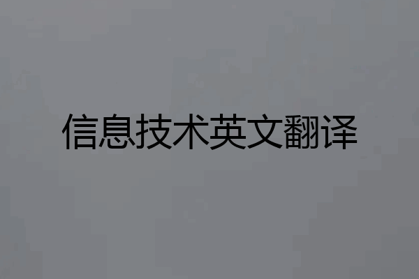 信息技术英文翻译