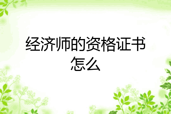 经济师的资格证书怎么