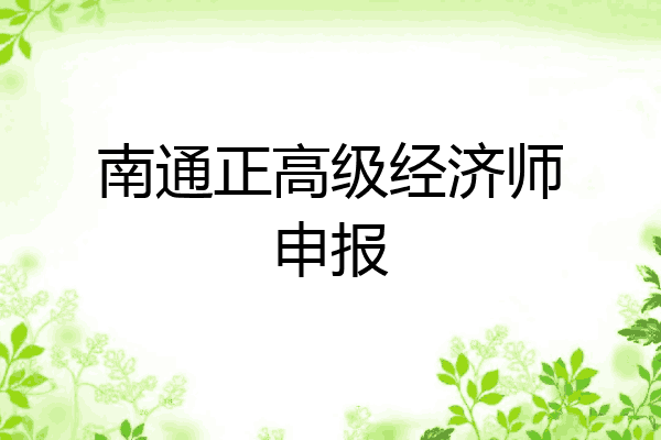 南通正高级经济师申报