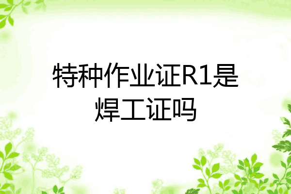 特种作业证R1是焊工证吗