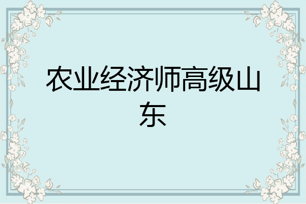 农业经济师高级山东