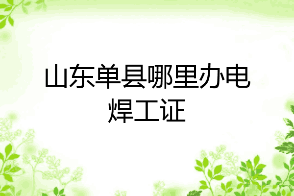 山东单县哪里办电焊工证