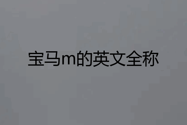 宝马m的英文全称