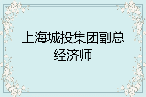 上海城投集团副总经济师