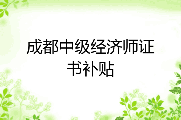 成都中级经济师证书补贴