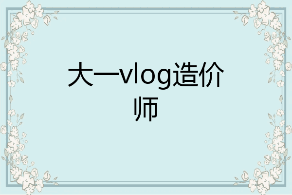 大一vlog造价师
