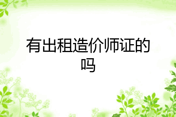 有出租造价师证的吗