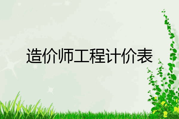 造价师工程计价表