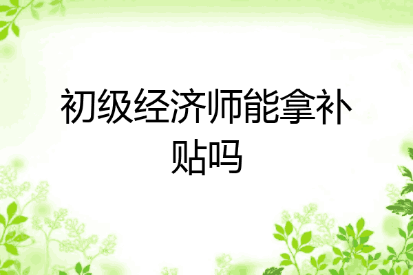 初级经济师能拿补贴吗