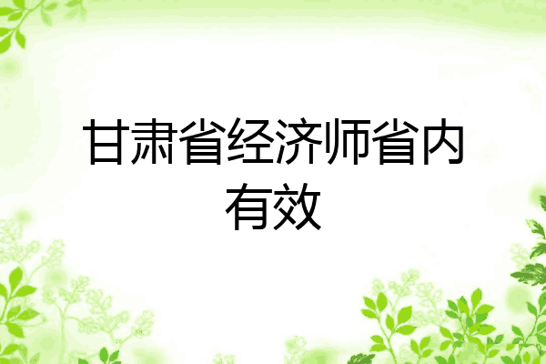 甘肃省经济师省内有效