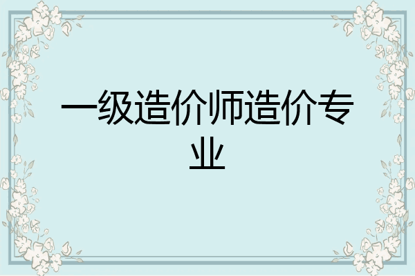 一级造价师造价专业