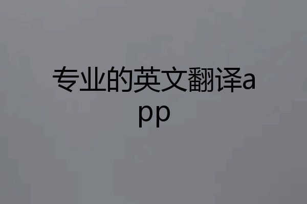 专业的英文翻译app