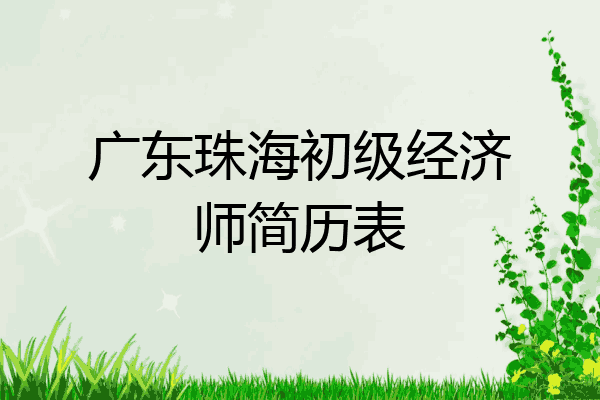 广东珠海初级经济师简历表
