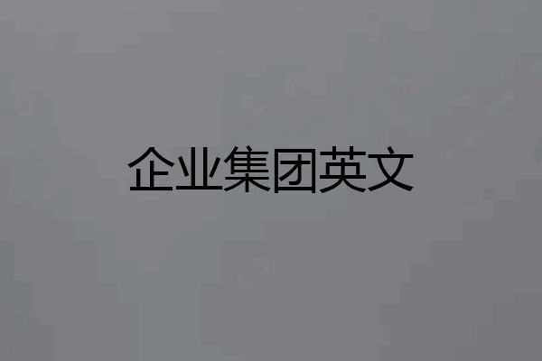 企业集团英文