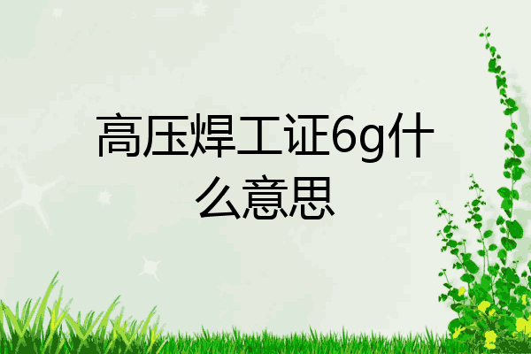 高压焊工证6g什么意思