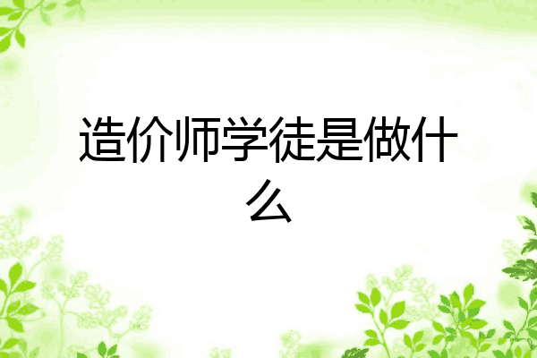 造价师学徒是做什么