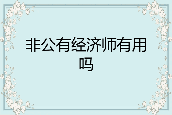 非公有经济师有用吗
