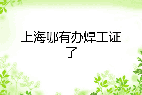 上海哪有办焊工证了