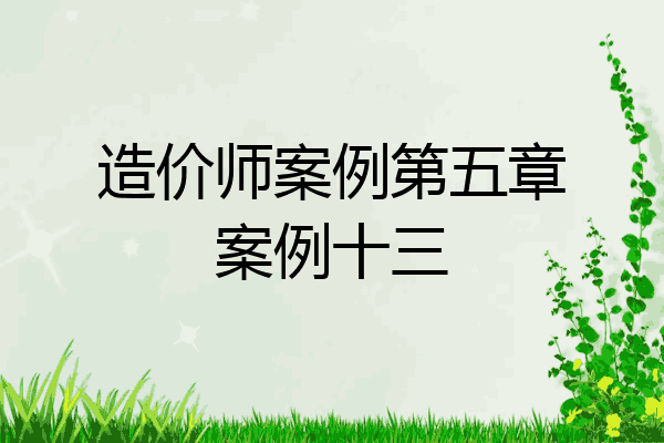 造价师案例第五章案例十三