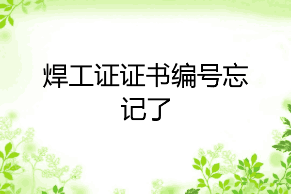 焊工证证书编号忘记了