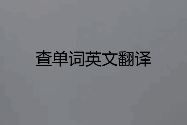 查单词英文翻译