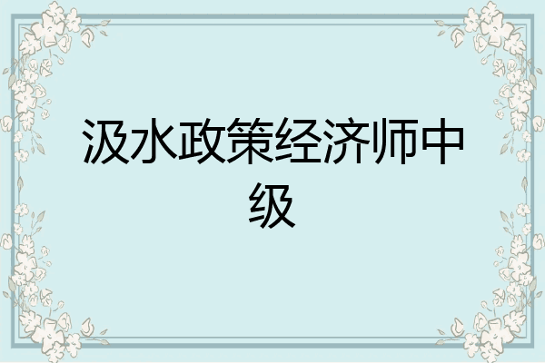 汲水政策经济师中级