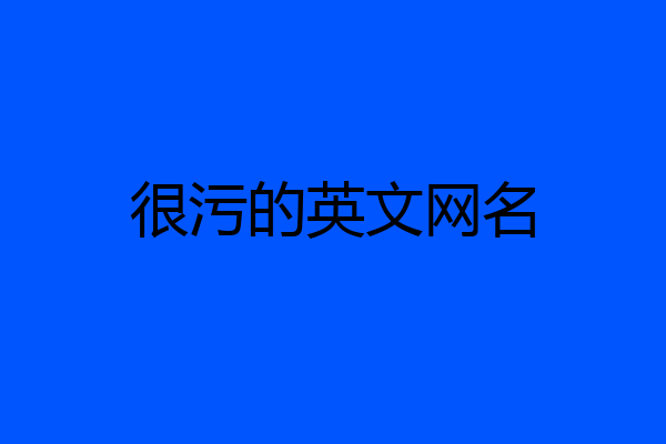 很污的英文网名
