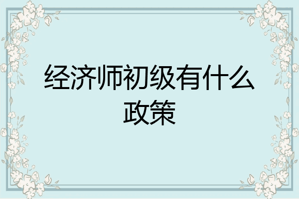 经济师初级有什么政策