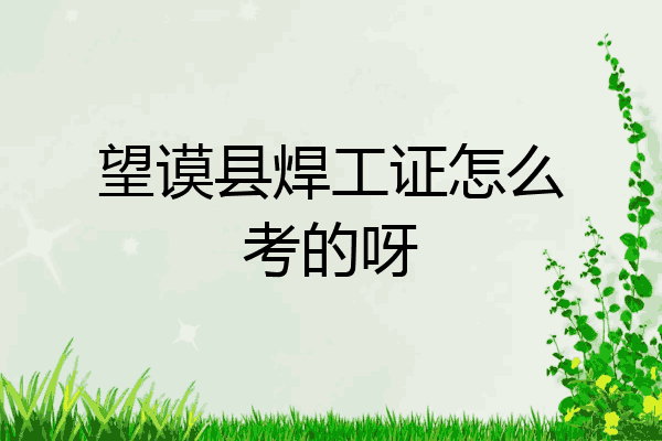 望谟县焊工证怎么考的呀