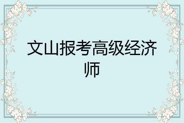 文山报考高级经济师