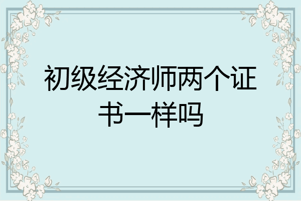 初级经济师两个证书一样吗