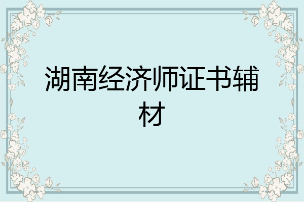 湖南经济师证书辅材