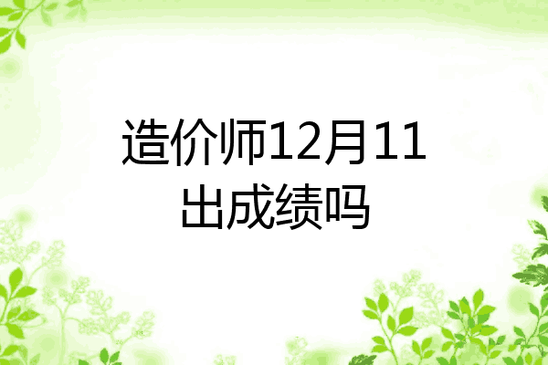 造价师12月11出成绩吗