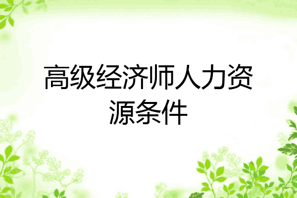 高级经济师人力资源条件