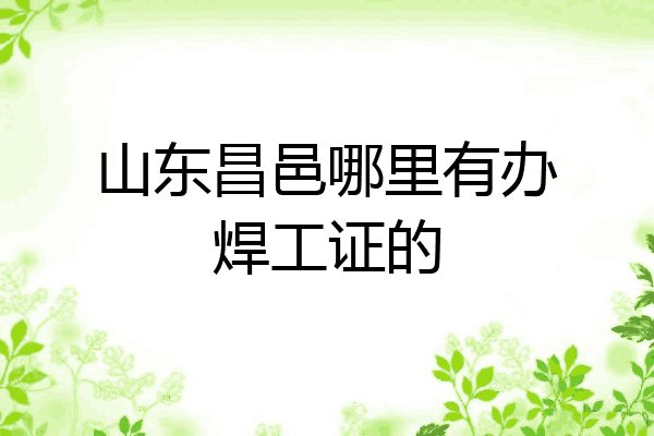 山东昌邑哪里有办焊工证的
