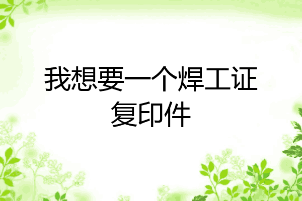 我想要一个焊工证复印件