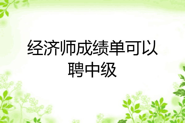 经济师成绩单可以聘中级